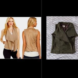 Kut from the Kloth Olive / Army Green Gilet vest faux suede moto vest size small